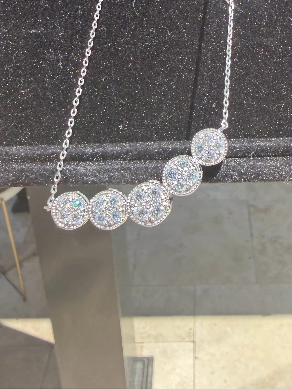 Sparkling Silver Natural Five-Disk Pendant Necklace-Adjustable